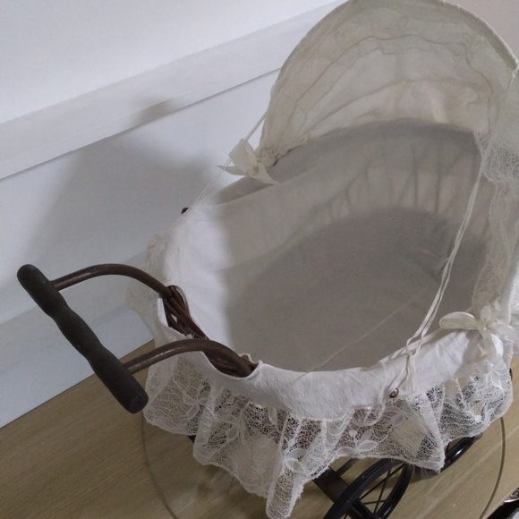 Vintage Victorian Style Baby Carriage with Lace Canopy - Picture 3 of 16